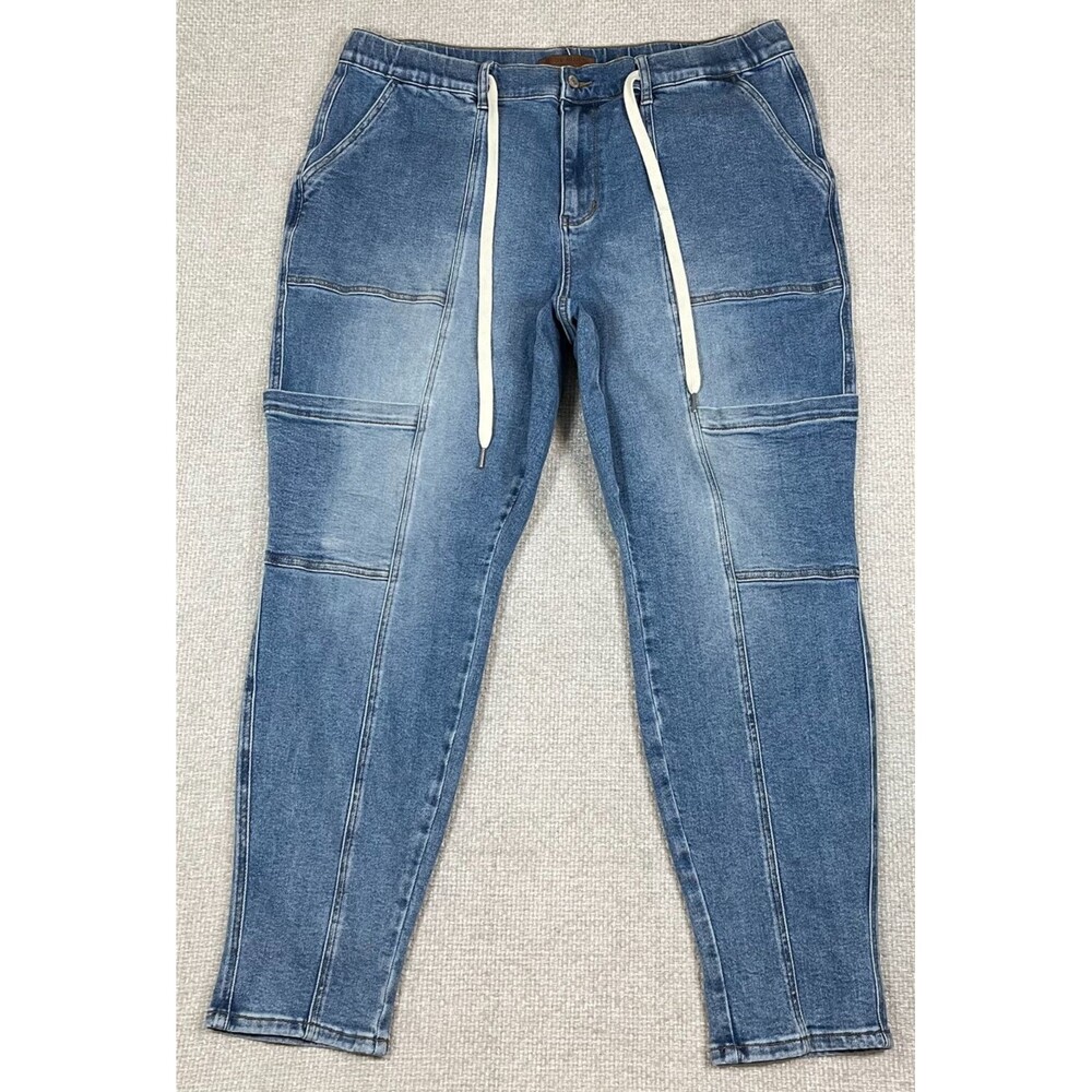 Judy Blue Jogger Cargo Jeans Women's Size 20W Blue Denim Drawstring Casual